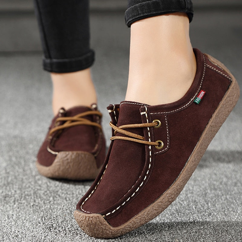 Women Wild Lace-up Breathable Loafers Shoes 