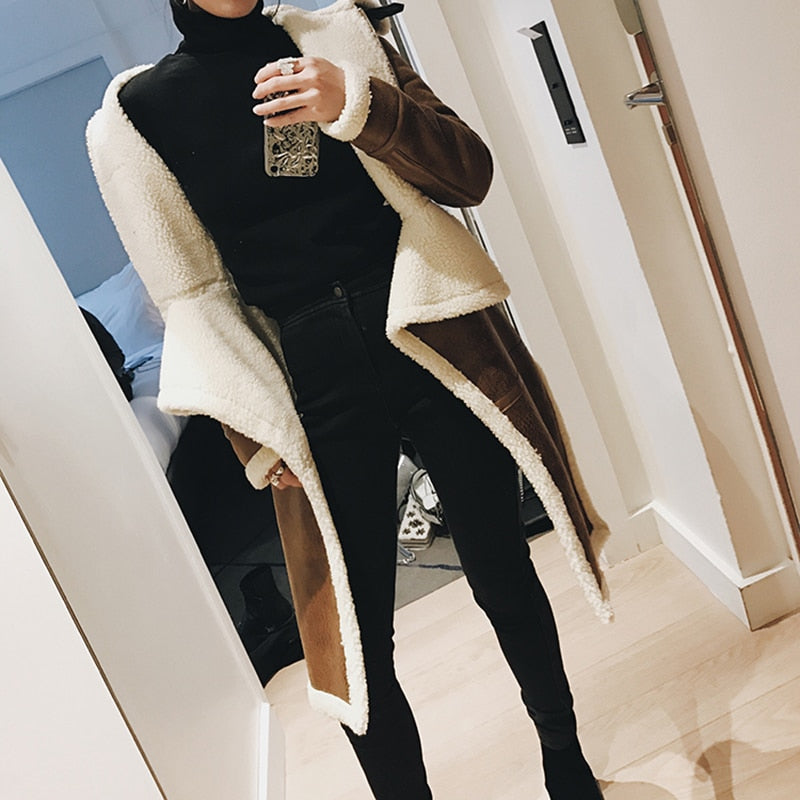 Zara Turtleneck Long Leather Jacket Coat 