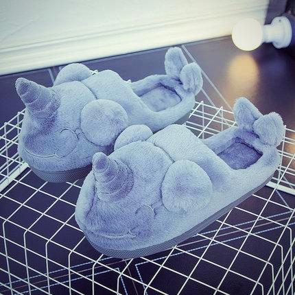 Cute Plush Indoor Unicorn Slippers 