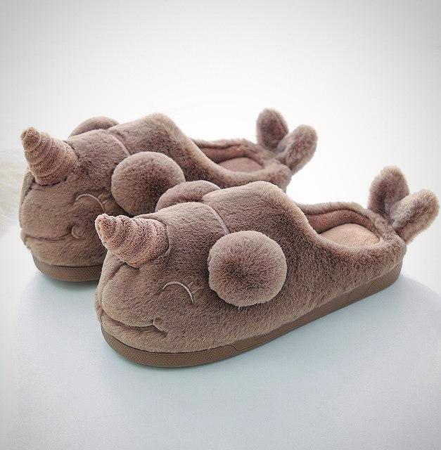 Cute Plush Indoor Unicorn Slippers 