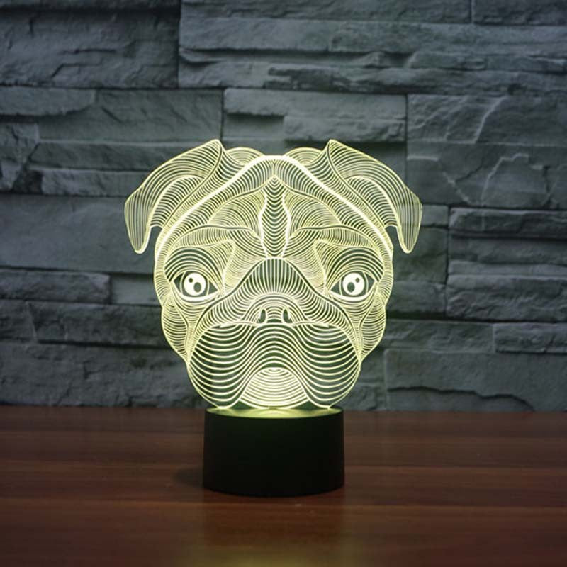 Pug Dog Night Led Lights Table Lamps 