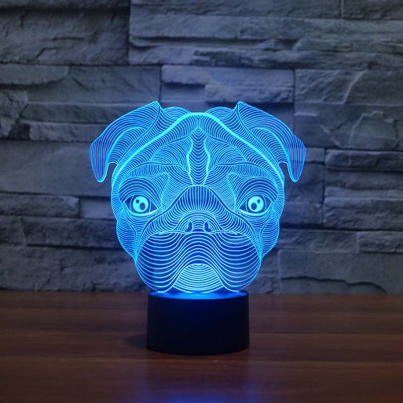 Pug Dog Night Led Lights Table Lamps 