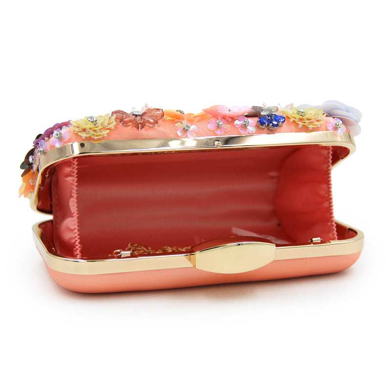 Floral Brie Beaded Flower Clutch Purse 