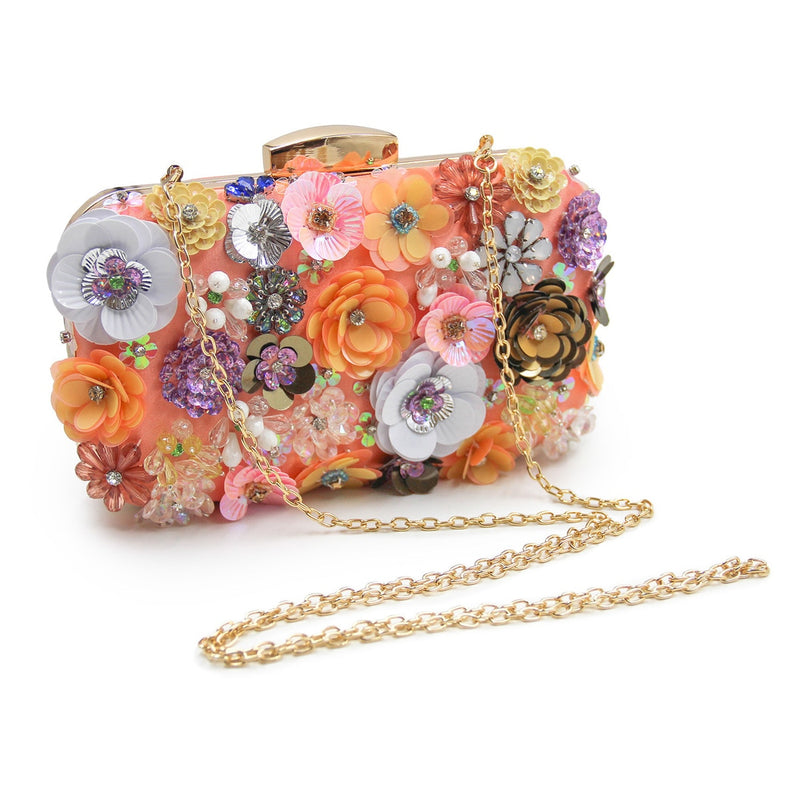 Floral Brie Beaded Flower Clutch Purse 