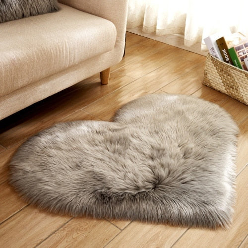 Fluffy Love Heart Carpet Mat Area Rug 