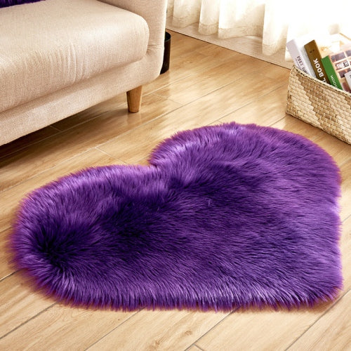 Fluffy Love Heart Carpet Mat Area Rug 