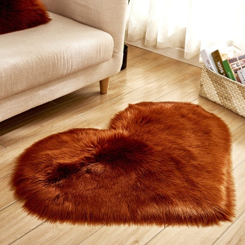 Fluffy Love Heart Carpet Mat Area Rug 