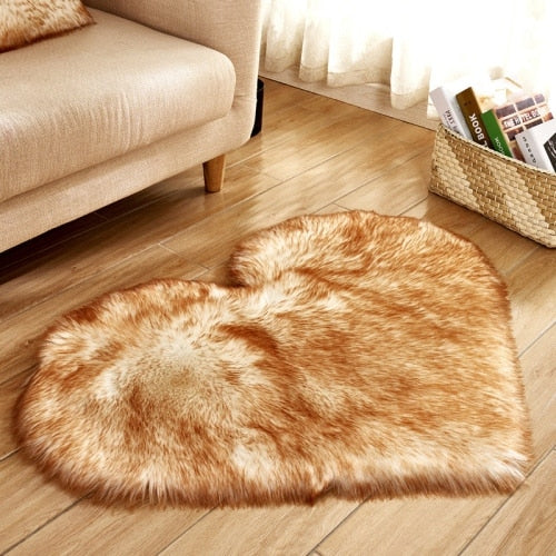 Fluffy Love Heart Carpet Mat Area Rug 