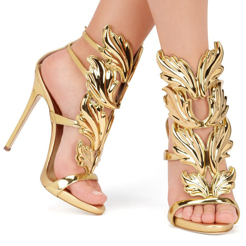 Classy Leaf Peep Toe High Heel Sandal 