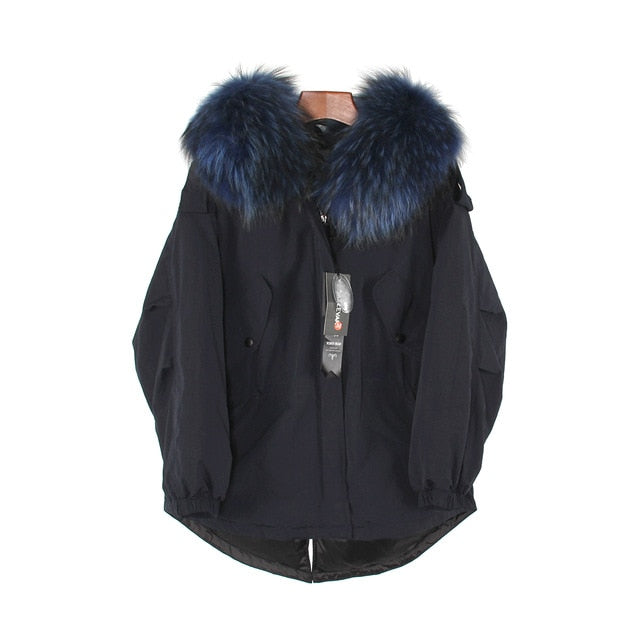 Women's Down Coat With Real Raccoon Fur 