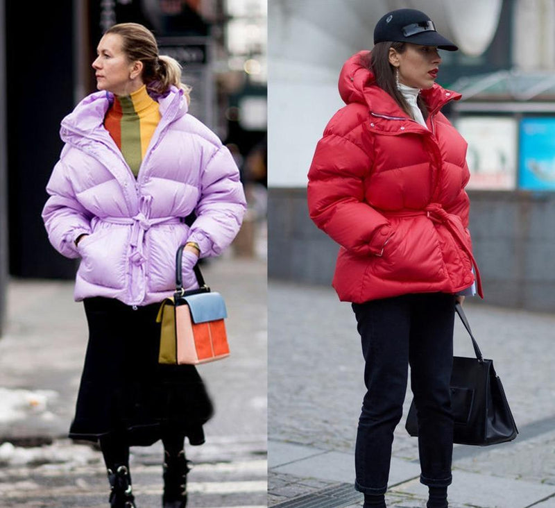 Designer Belted Down Coats Winter Women's Jacket 