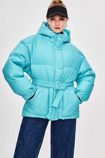 Designer Belted Down Coats Winter Women's Jacket 