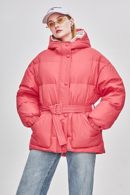 Designer Belted Down Coats Winter Women's Jacket 
