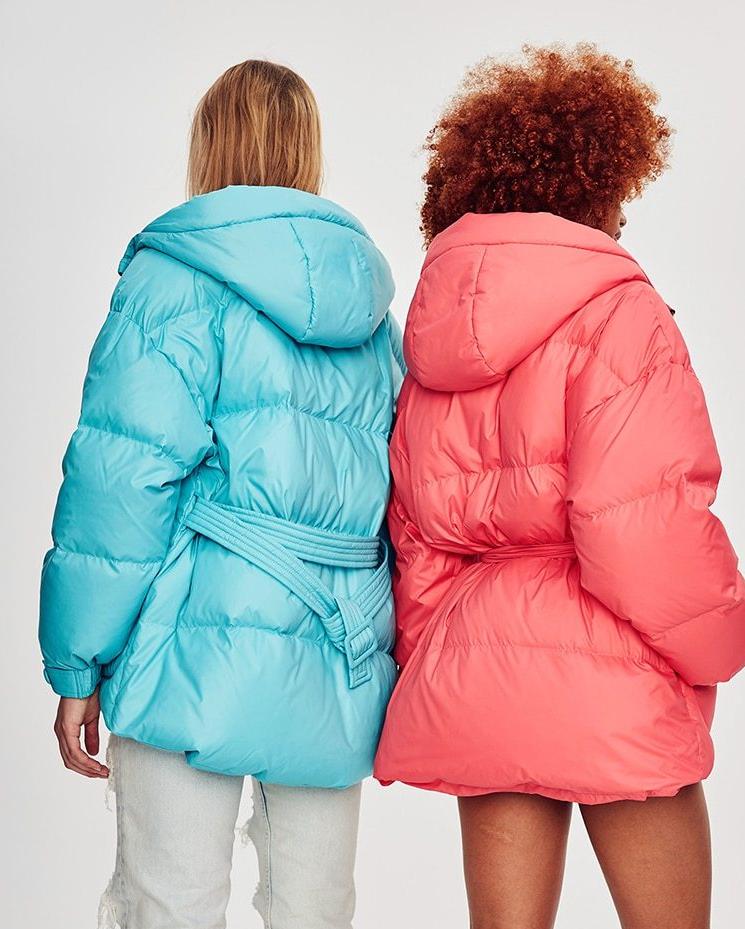 Designer Belted Down Coats Winter Women's Jacket 