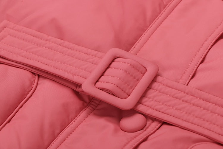Designer Belted Down Coats Winter Women's Jacket 