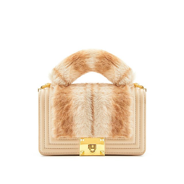 Plush Fur Leather Shoulder Messenger Handbags 