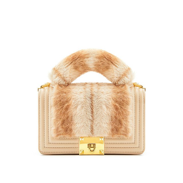 Plush Fur Leather Shoulder Messenger Handbags 