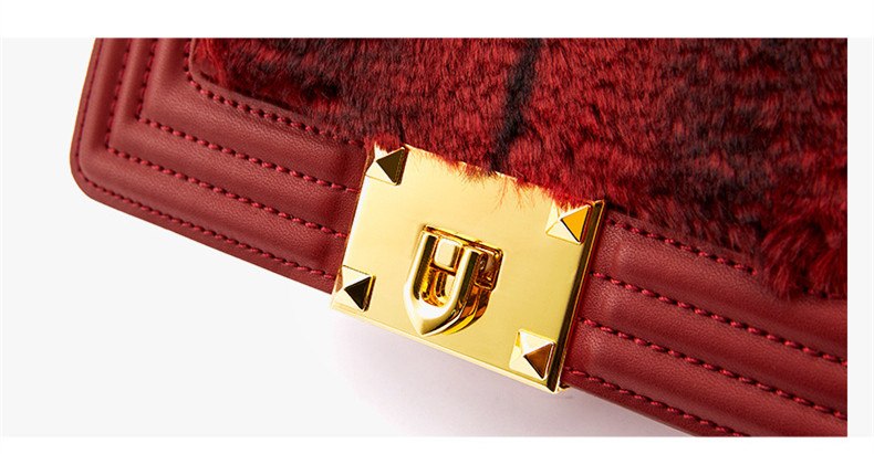 Plush Fur Leather Shoulder Messenger Handbags 