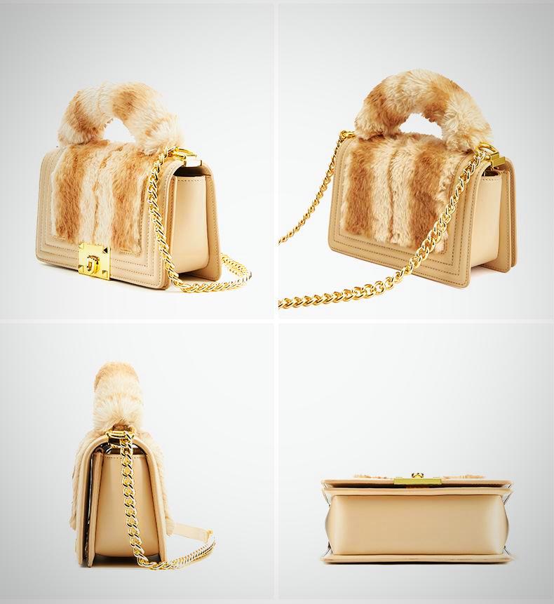 Plush Fur Leather Shoulder Messenger Handbags 